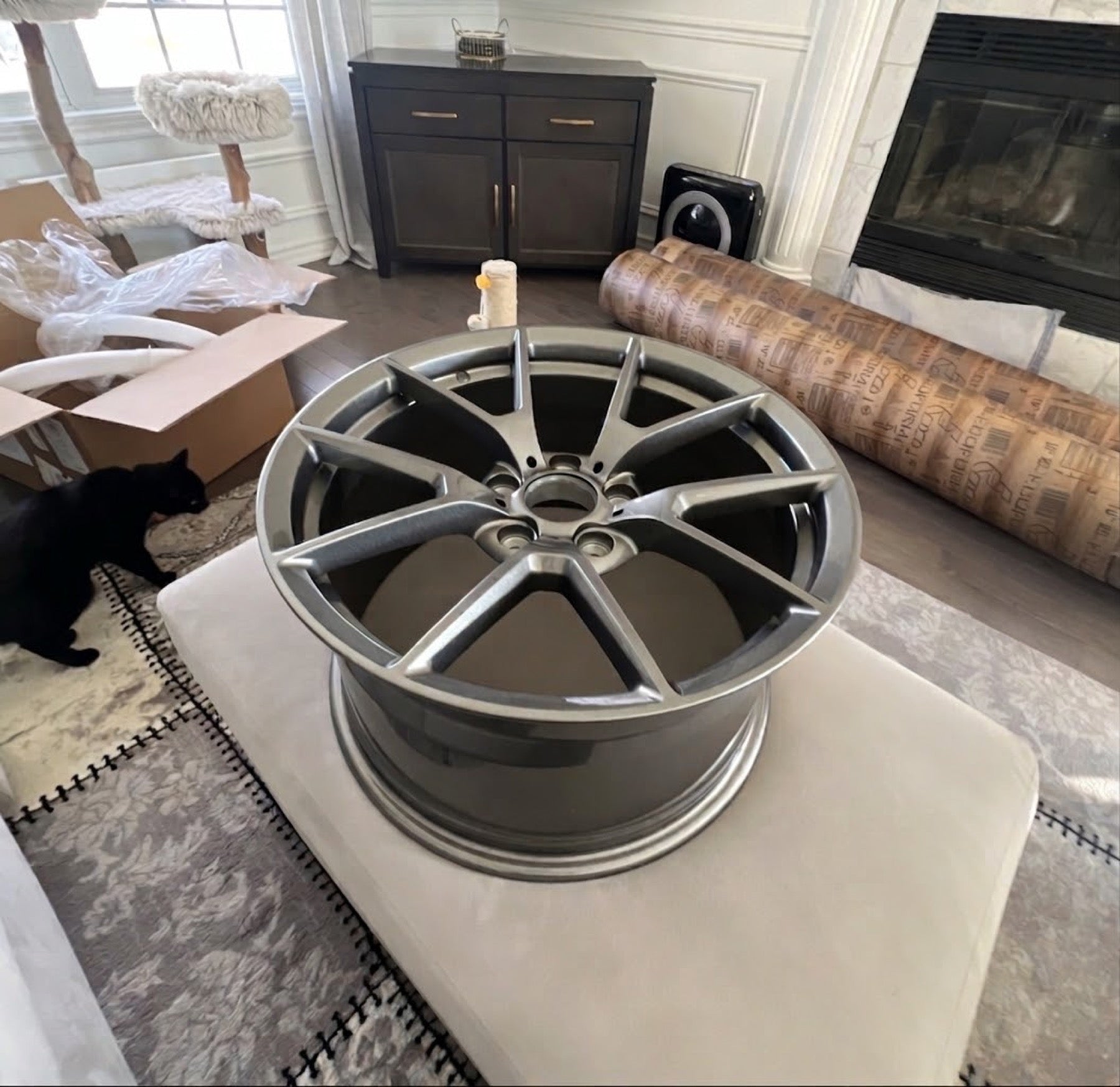 Delivered custom forged wheel unpacked at home